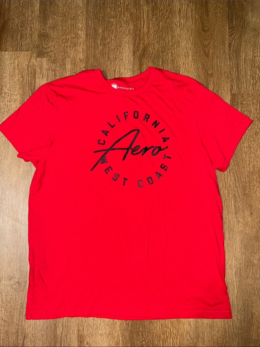 Aeropostale Men's Red Graphic Tee with Black Logo